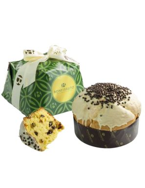 Panettone pera e cioccolato di Bonfissuto con incarto elegante