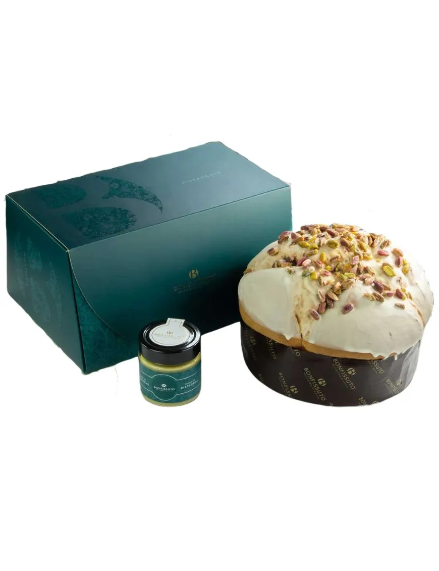 Artisan Sicilian Panettone with Pistachio 1 kg - Pasticceria Bonfissuto Artisan Sicilian Panettone with Pistachio 1 kg - Pasticceria Bonfissuto
