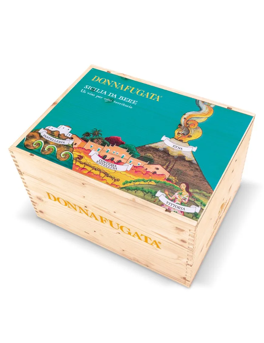 Sicilia da bere Donnafugata decorated wooden box