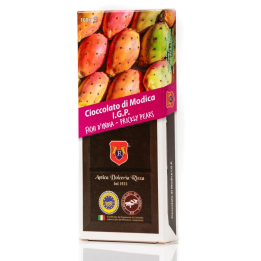 Modica IGP Chocolate flavored with Prickly Pears - 100 gram bar.