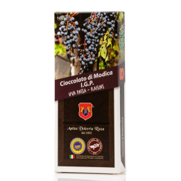 Modica IGP Chocolate flavored with the Raisins - 100 gram bar.
