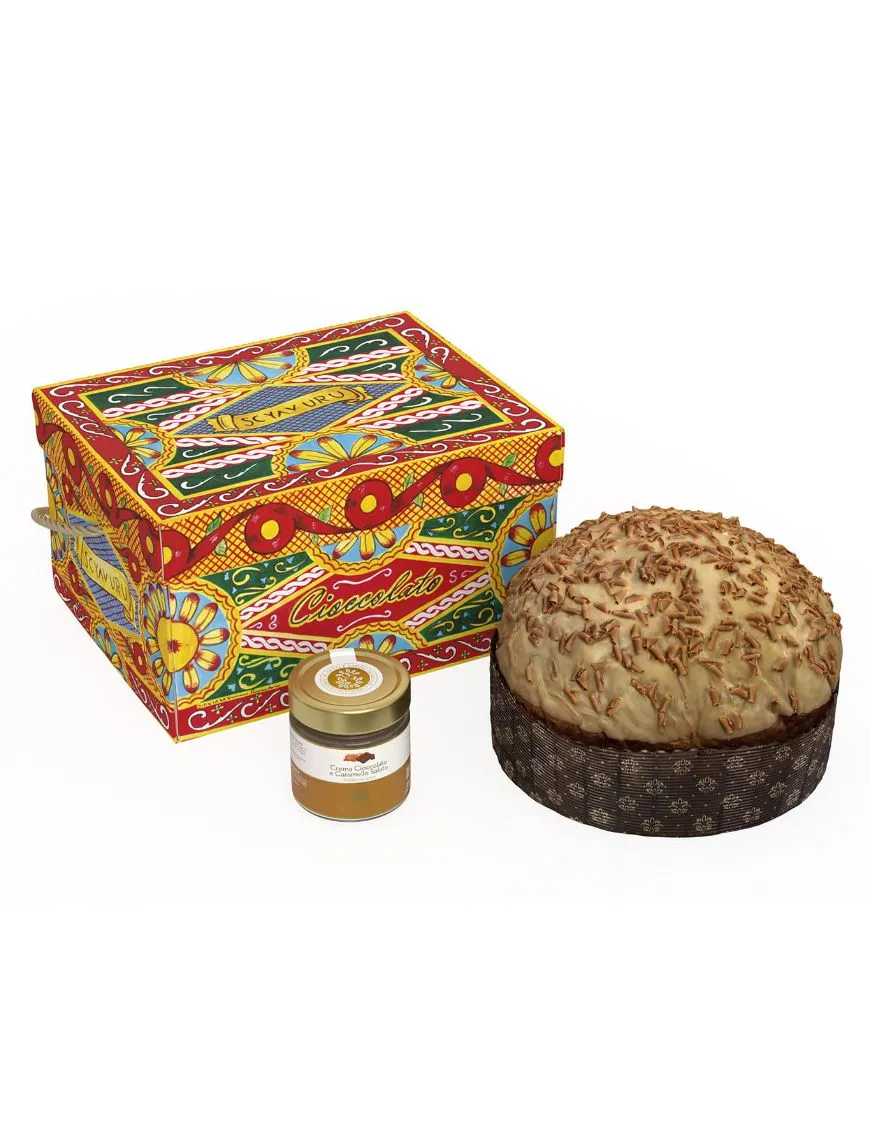 Sicilian Panettone with Caramel and Salted Caramel Spread Cream - Scyavuru Sicilian Panettone with Caramel and Salted Caramel Spread Cream - Scyavuru
