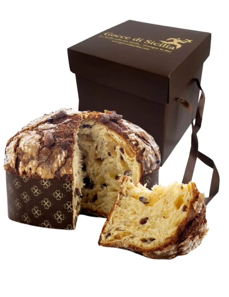 panettone classico con scatola gocce di sicilia