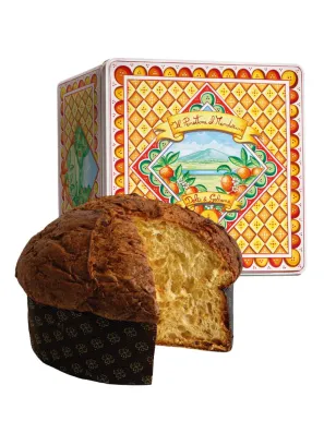 Traditional and delicious cake with Sicilian Citrus fruits and Saffron in a tin By D&G. - 1kg