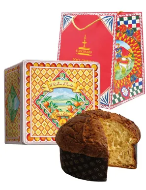 Traditional and delicious cake with Sicilian Citrus fruits and Saffron in a tin By D&G. - 1kg