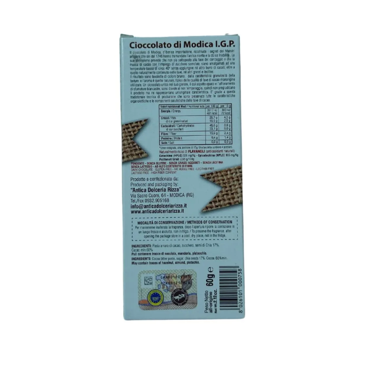 Discover the exclusive Modica Chocolate I.G.P. with Chia Seeds