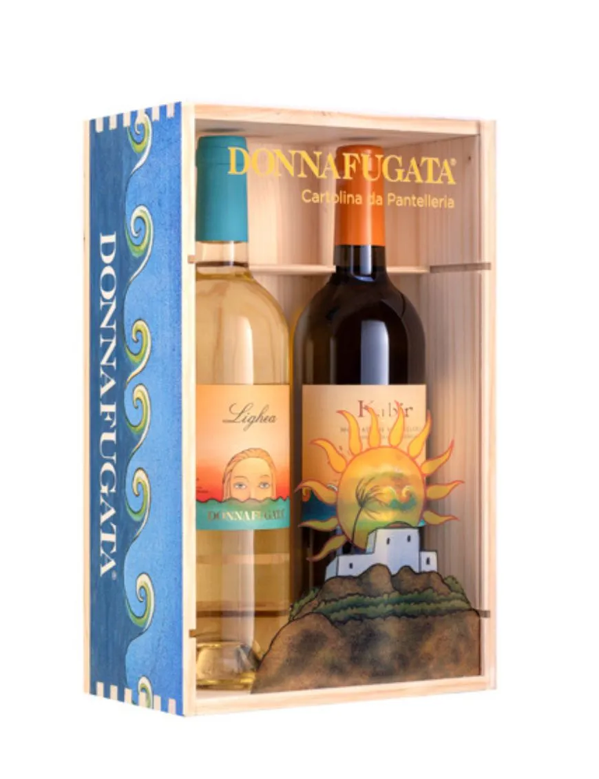 Postcard from Pantelleria elegant gift box with Donnafugata wines